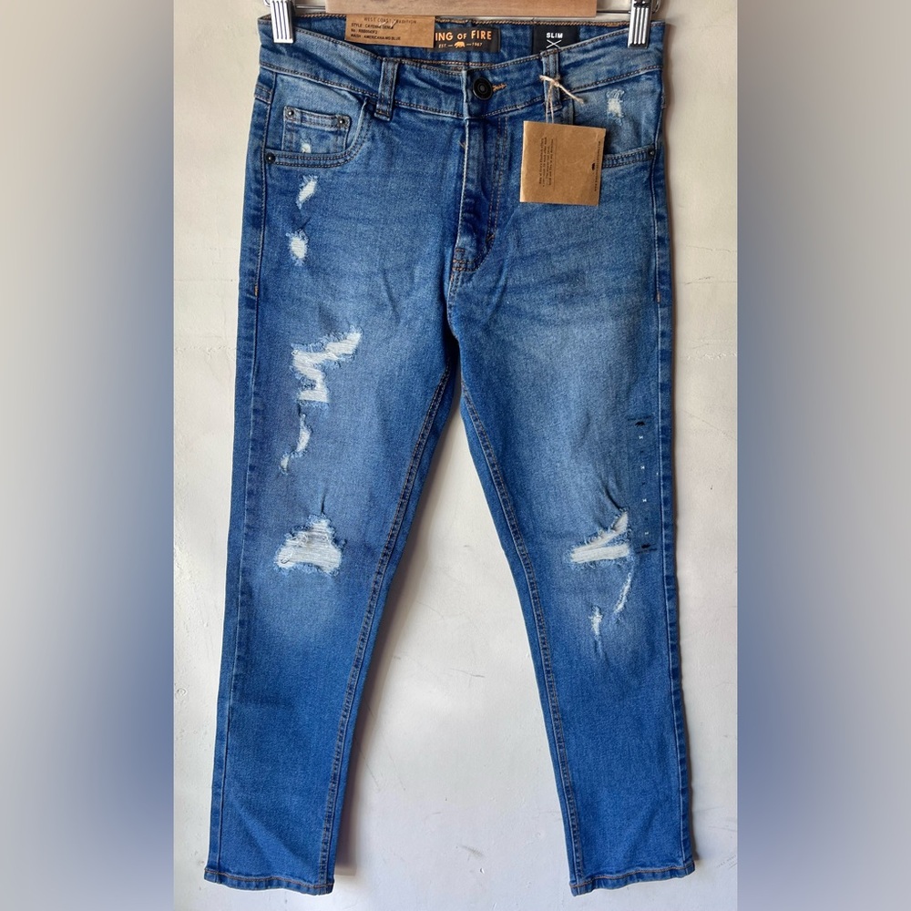 💚 NEW RING OF FIRE CAYENNE DENIM SLIM FIT JEANS size 14